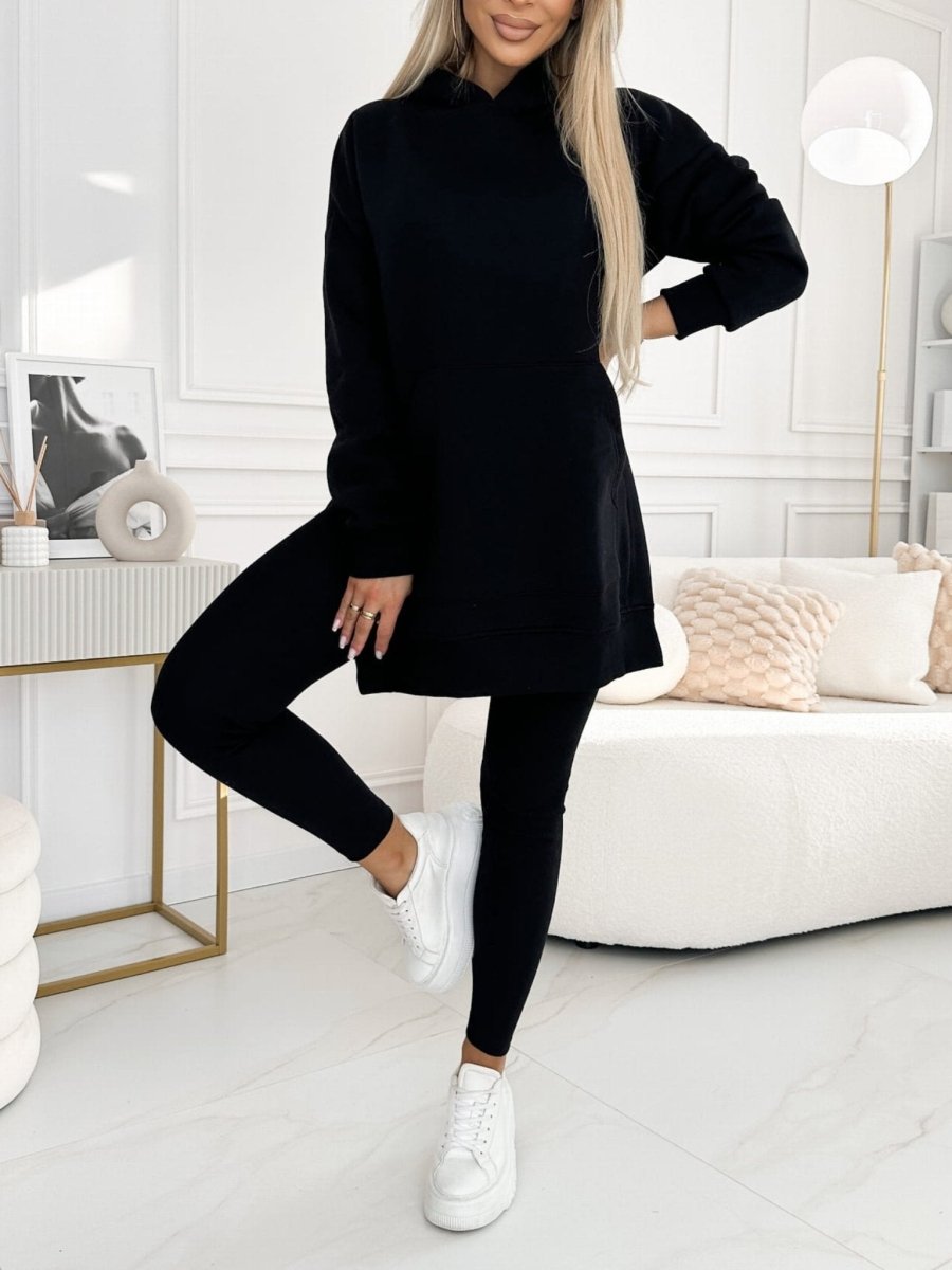 Aria - Plus Size Solid Color Hoodie and Lined Leggings two-piece set - nubuso